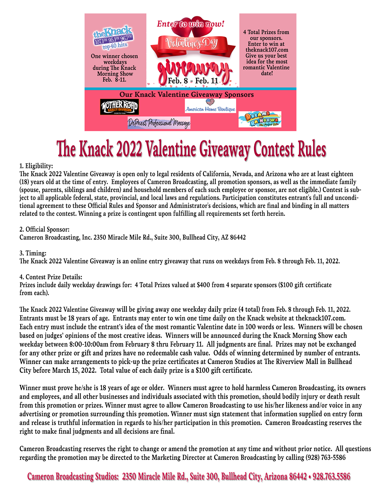 The Knack 2022 Valentine Giveaway Contest Rules